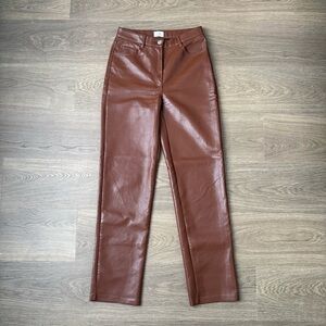 Wilfred Free Melina Faux Leather Pants - Brown, Size 4